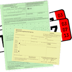 Versicherungsdoppelkarte und grüne Karte auf einem Ausfuhrkennzeichen